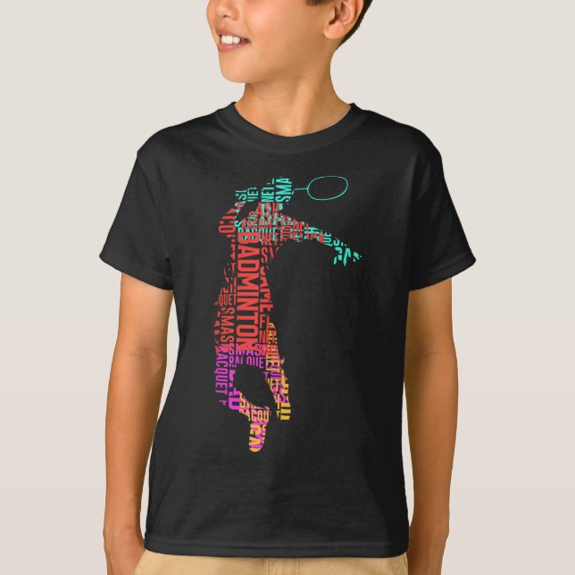 Färglöst Badminton Player _ skyttle Racket _ Badmi T Shirt (Framsida)