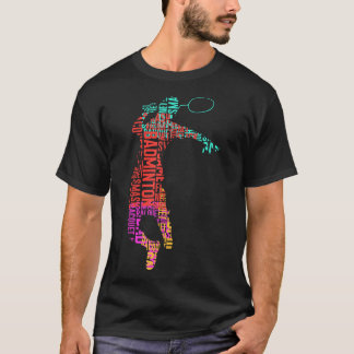 Färglöst Badminton Player _ skyttle Racket _ Badmi T Shirt