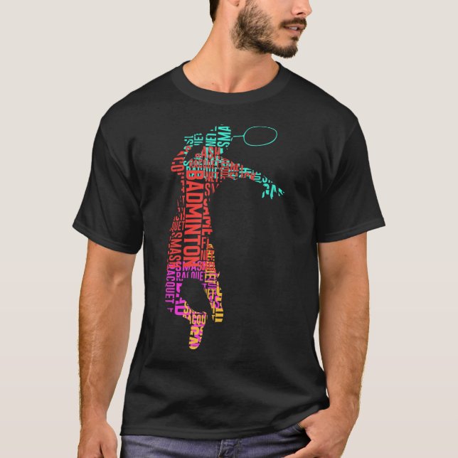 Färglöst Badminton Player _ skyttle Racket _ Badmi T Shirt (Framsida)
