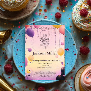 Färglöst ballonfödelsedag med Adabel Capybara Inbjudningar