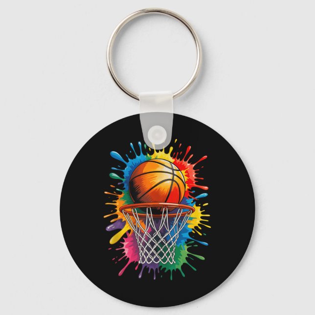 Färglöst basket Tie Dye Färg Splaank Top Nyckelring (Framsida)