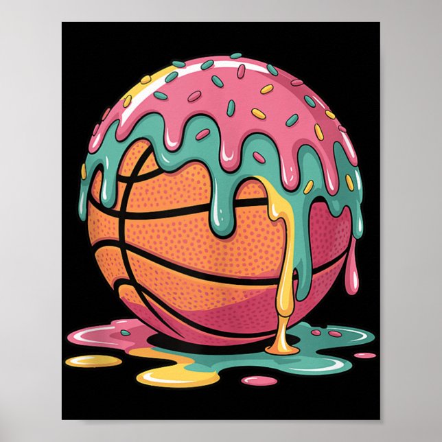 Färglöst Basketball Ice Cream Drip Smälter iscre Poster (Framsidan)