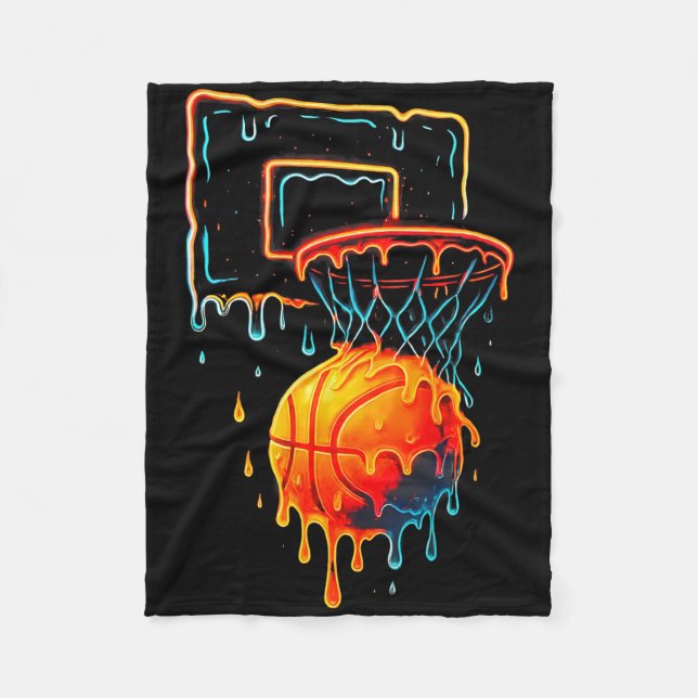Färglöst Basketbollskörning Färg Stänk Ring Net Fleecefilt (Framsidan)
