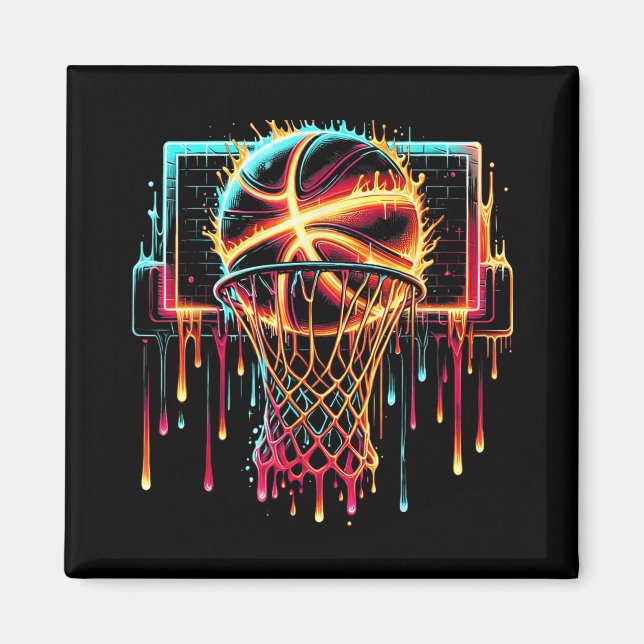 Färglöst Basketbollskörning Färg Stänk Ring Net Magnet (Framsidan)