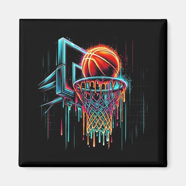 Färglöst Basketbollskörning Färg Stänk Ring Net Magnet (Framsidan)