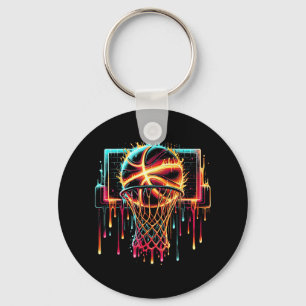 Färglöst Basketbollskörning Färg Stänk Ring Net Nyckelring