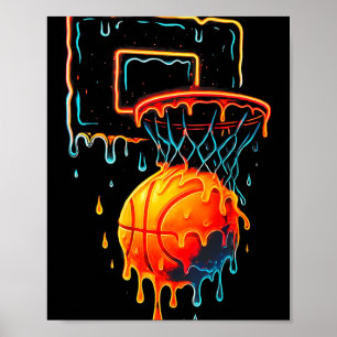 Färglöst Basketbollskörning Färg Stänk Ring Net Poster