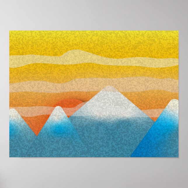 Färglöst bergssolnedgång poster (Framsidan)