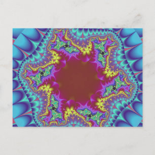 Färglöst blått, Rosa och Burgundy Fractal Vykort