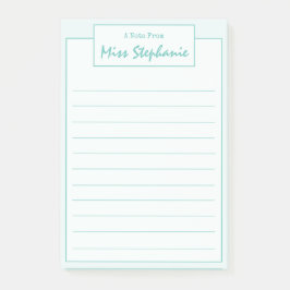 Färglöst blått skript från lärare post-it block