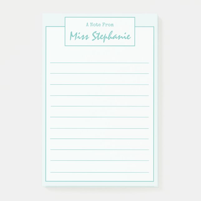 Färglöst blått skript från lärare post-it block (Framsida)