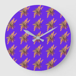 Färglöst blomma Mönster på Lilans bakgrund Stor Klocka