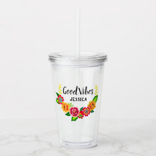 Färglöst Blommigt, andningsmoderna goda vibes Take Away Mugg