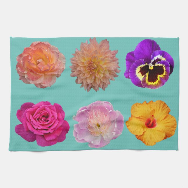 Färglöst blommigt kökshandduk (Horisontell)