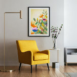 Färglöst blommigt, originalfärgad digital målning poster<br><div class="desc">Dekorera muren med den ursprungliga,  färgstarka boho-skogen med blommor,  i grönt,  gult,  orange och lila färg. Täck fotot kredit: Kim Idris</div>
