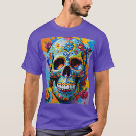 Färglöst Blommigt Socker Skullförskjutning T Shirt