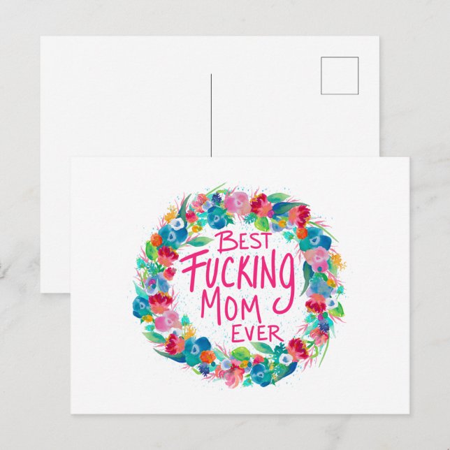 Färglöst blomning Bästa F*Mamma någonsin Vykort (Fram/baksida)