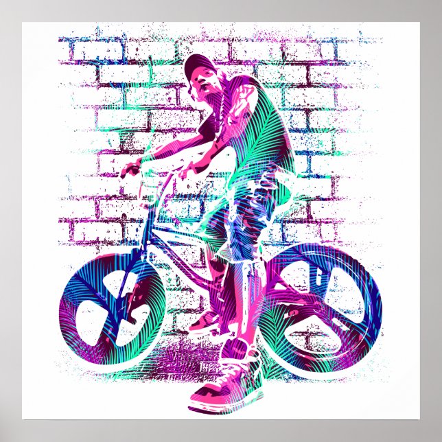 Färglöst BMX Poster - BMX Bike Bicycle - Urban (Framsidan)