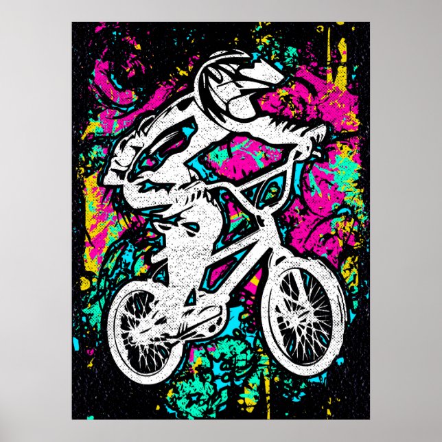 Färglöst BMX-Poster - BMX Bike - BMX Bicycle Poster (Framsidan)