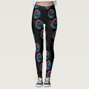 Färglöst Boll-utskrift på svart färg Leggings