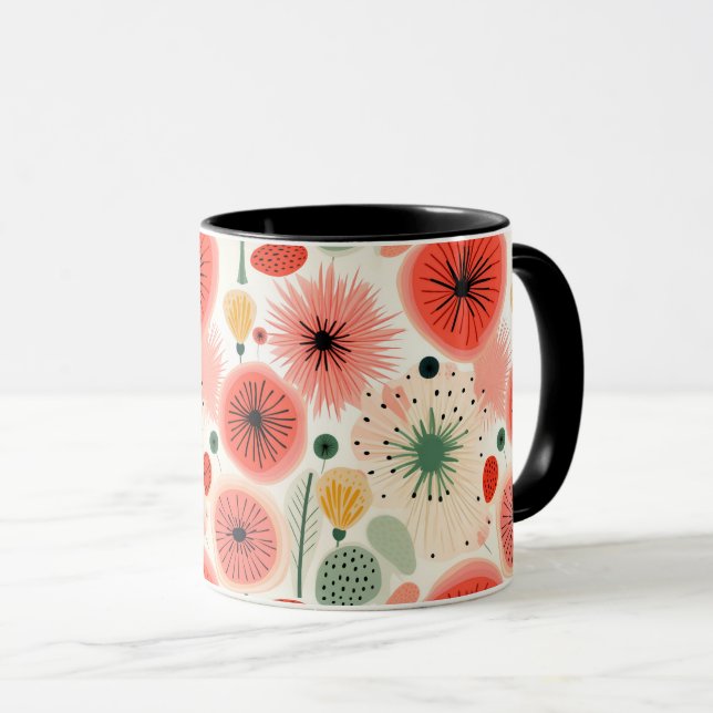 Färglöst brant Fruktblomma Sömlös Mönster Mugg (Framsida höger)