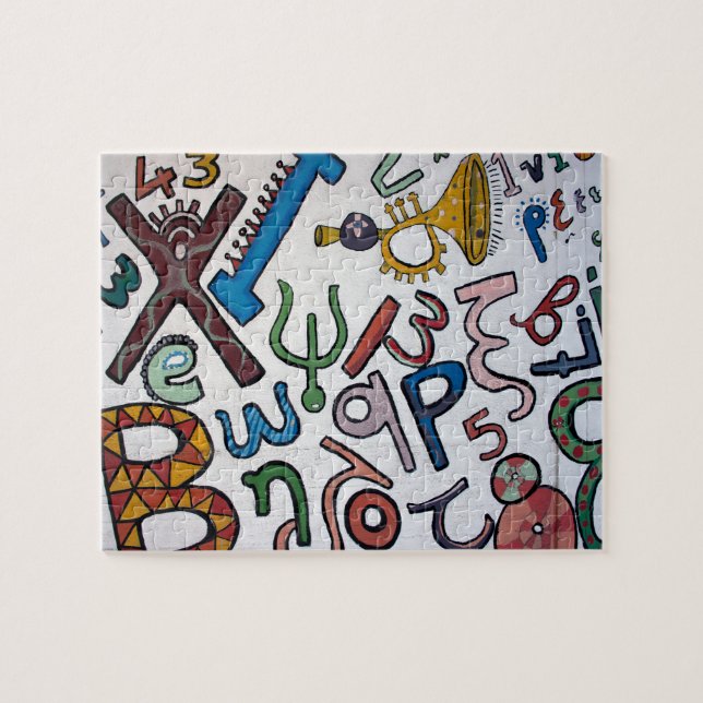 Färglöst Brev och siffror Pussel (Horisontell)