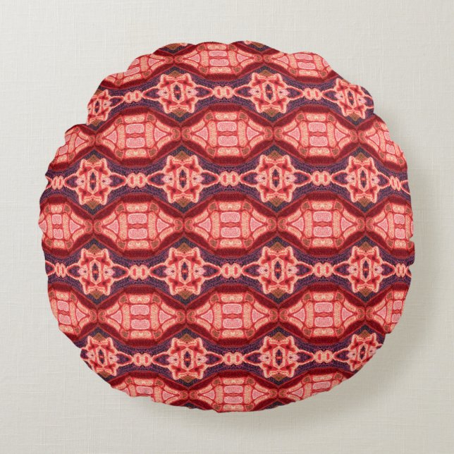 Färglöst broderi mönster. Rainbow ikat Rund Kudde (Framsidan)