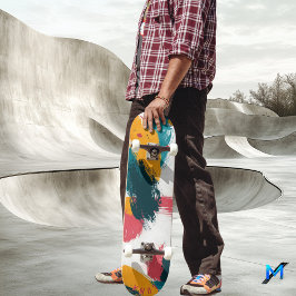 Färglöst Brushstroke - Minimalistisk Abstrakt Mini Skateboard Bräda 18,5 Cm