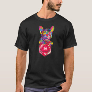 Färglöst bulldog med D20-roll spelspel D T Shirt