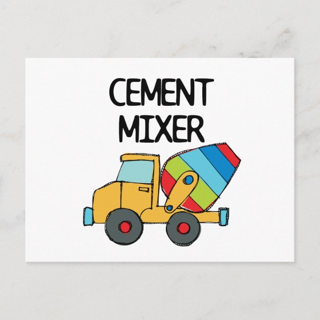 Färglöst cementmixer vykort (Framsida)