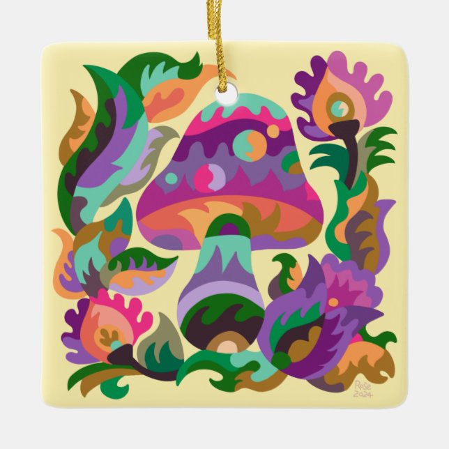 Färglöst champinjon keramisk prydnadsföremål julgransprydnad keramik (Framsida)