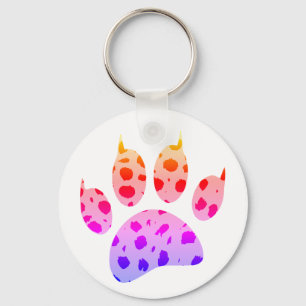 Färglöst Cheetah Paw-utskrift Nyckelring