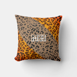 Färglöst Cheetah Skriv ut Mönster Girly Monogram Kudde