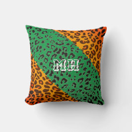 Färglöst Cheetah Skriv ut Mönster Girly Monogram Kudde