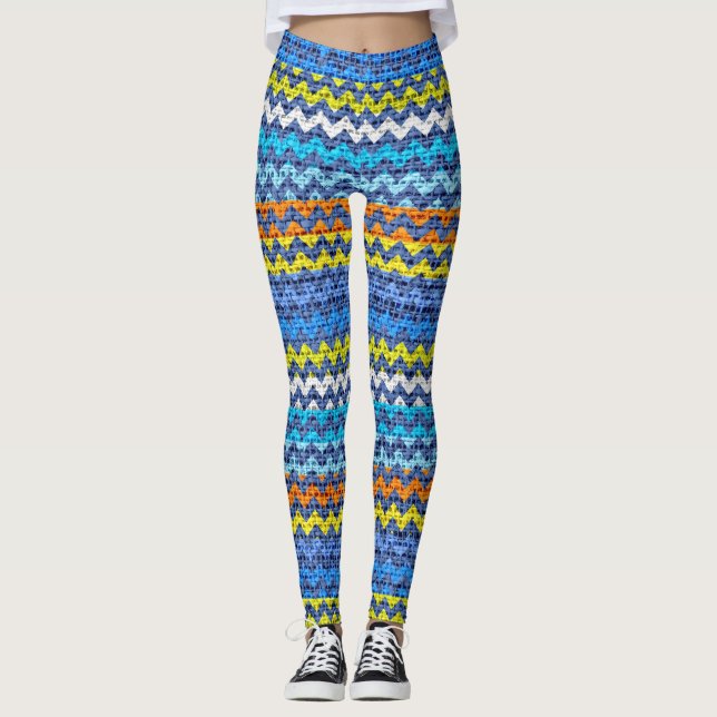 Färglöst Chevron Mönster Burlap-utseende #2 Leggings (Framsida)