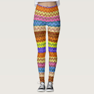 Färglöst Chevron Mönster Burlap-utseende #6 Leggings
