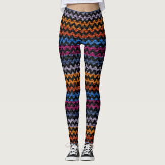 Färglöst Chevron Mönster Burlap-utseende Leggings