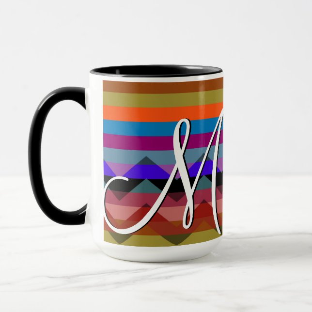Färglöst Chevron Rand Mönster #2 Mugg (Vänster)