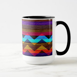 Färglöst Chevron Rand på trä #8 Mugg