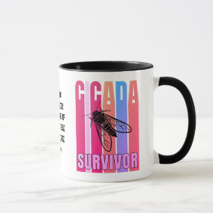 Färglöst CICADA-ÖVERLEVOR med Anpassningsbar text Mugg