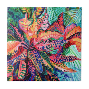Färglöst Croton Löv Ceramic Tile Kakelplatta
