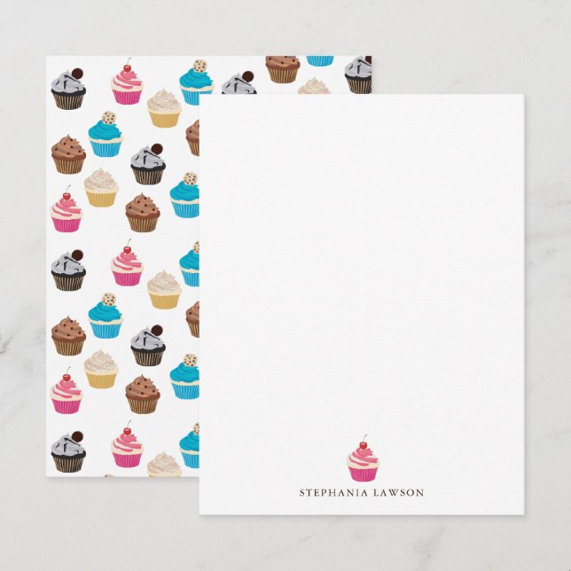 Färglöst Cute Muffins Mönster Anteckningskort (Fram/baksida)