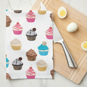 Färglöst Cute Muffins Mönster Kökshandduk
