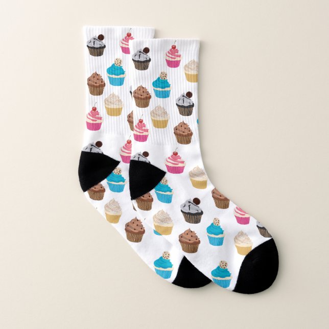 Färglöst Cute Muffins Mönster Strumpor (Par)