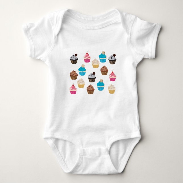 Färglöst Cute Muffins Mönster T Shirt (Framsida)