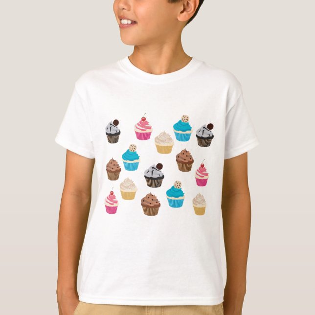 Färglöst Cute Muffins Mönster T Shirt (Framsida)