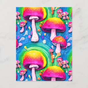 Färglöst Cute Mushroom Sömlös Mönster Vykort