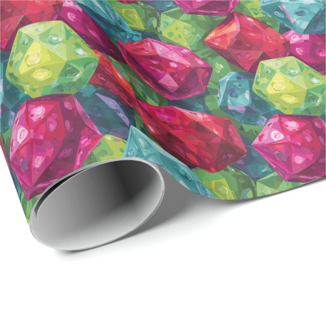 Färglöst D&D-spel i polyhedralkott Presentpapper (Rullad Hörn)