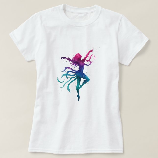 Färglöst Dancing Silhouette - Vibrant Watercolor E T Shirt (Design framsida)