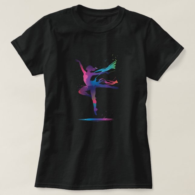Färglöst Dancing Silhouette - Vibrant Watercolor T Shirt (Design framsida)